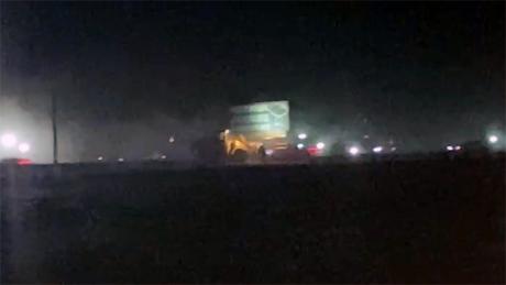 A stolen front-end loader raced down Highway 191 in Midland Friday night, Oct. 20, 2023.