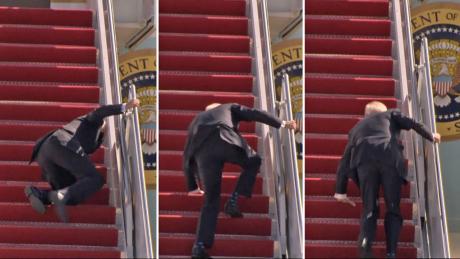 Biden Stumbles Up the Stairs (Courtesy The Telegraph)