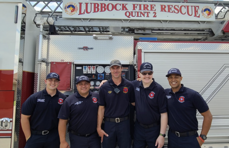 Matt Dawson, second from right, with the Lubbock Fire Department