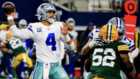 Dallas Cowboys' Dak Prescott in action against the Green Bay Packers