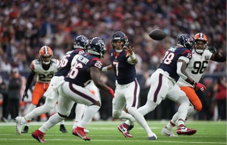 Houston Texans in action against the Cleveland Browns on Wild Card Weekend 2024