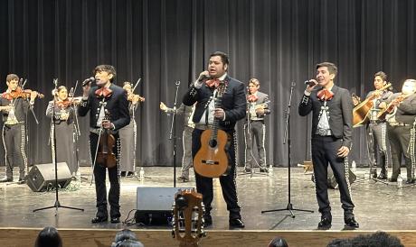 The University of Texas Mariachi performs for Lake View and Lincoln students.