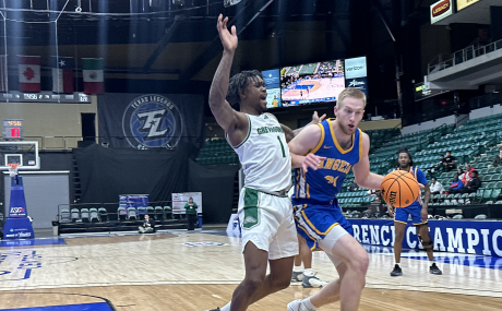 Angelo State's Trey Farrer against ENMU in the 2024 LCU Conference Tournament