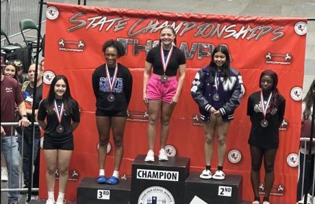 Central Lady Cats Jaylen DeHoyos Wins State at the 2024 Texas High School Powerlifting Competition in the 123 lb weight class.