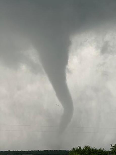 The tornado that touched down 3 miles east/southeast of Ballinger, Texas on May 2, 2024 at 1800 hours. (Tanner Tumlinson)
