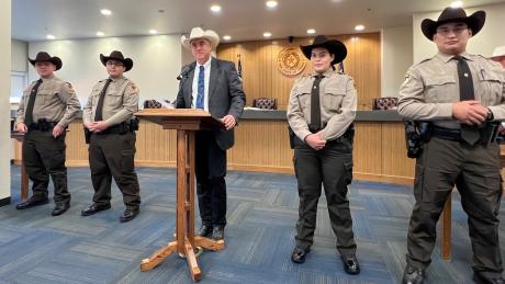 Sheriff Nick Hanna and four new deputies at the searing-in ceremony on June 24, 2024.