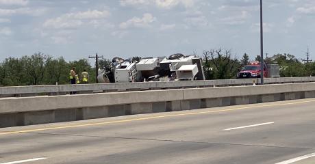 A truck was involved in a rollover crash on South Loop 306 on Friday, July 19, 2024.