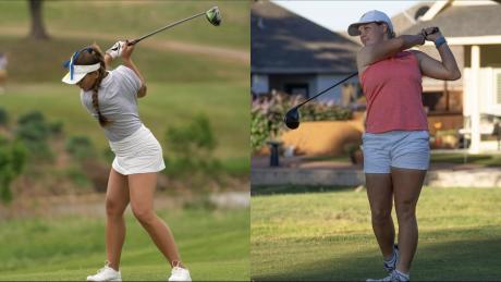 Angelo State Belles Laura Klimova and Lacey Stevens