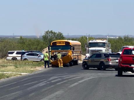 A crash involving three vehicles, including a school bus, occurred about 1:30 p.m. Friday at the intersection of FM 2288 and Grey Wolf Lane.