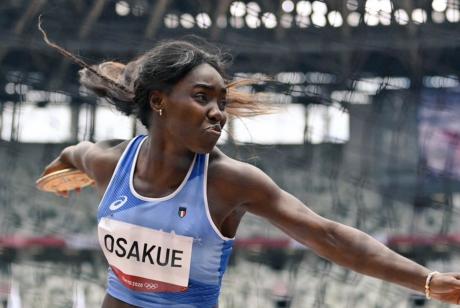 Former Angelo State University athlete Daisy Osakue finished in eighth place in the women's discus throw at the Olympics in Paris on Monday, Aug. 5.