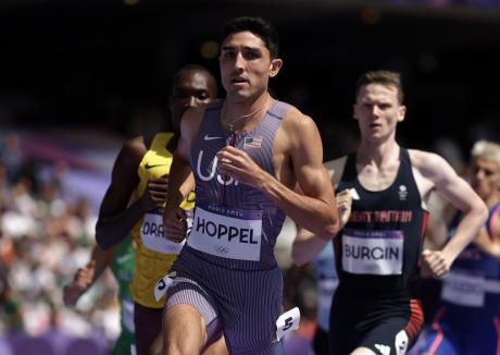 Bryce Hoppel, who graduated from Midland High School, set the national record in the 800-meter run Saturday at the 2024 Summer Olympics.