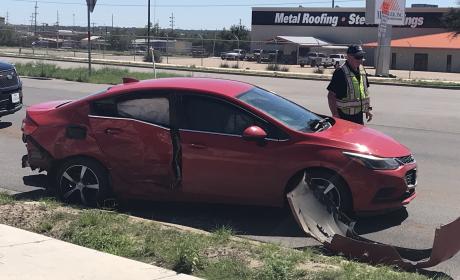 A car crash on North Bryant Boulevard on Monday afternoon resulted in one person leaving the scene in an ambulance.