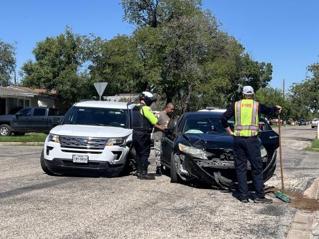 A two-vehicle collision at the intersection of Guadalupe and Alexander streets Tuesday resulted in one person going to the hospital.