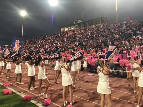 Central's cheerleaders yell with their home fans during a game against Odessa Permian on Friday, Oct. 18, 2024, at San Angelo Stadium.