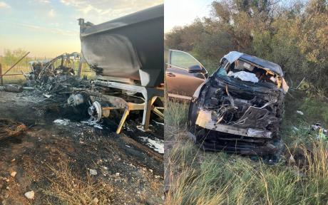 Crash North of Eden Leaves One Car Engulfed in Flames, Another With Entrapment