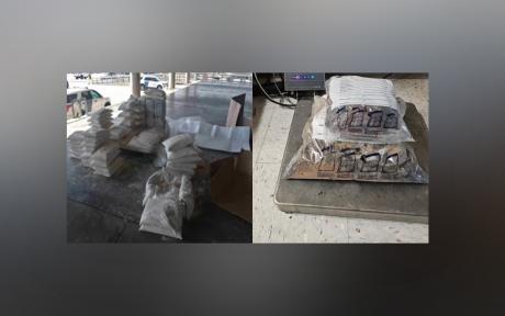 Packages of methamphetamine and heroin seized by CBP officers during two separate enforcement actions at the Brownsville and Eagle Pass Ports of Entry over the weekend.