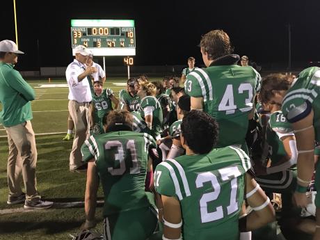 Wall head coach Craig Slaughter talks to his team after their win over Idalou on Friday, Oct. 4, 2024.