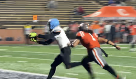 Lubbock Monterey's Cameron Taylor reels in a touchdown