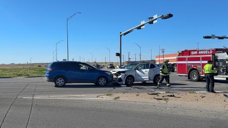 A three-vehicle crash on Sherwood Way on Monday caused two people to leave the scene in an ambulance.