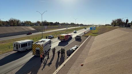 A rollover crash on Houston Harte Expressway brought westbound traffic to a crawl this afternoon as first responders worked the scene.