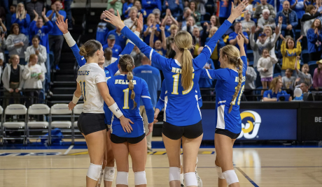 The Angelo State University volleyball team is one win away from advancing to the national tournament after a three-set win over Dallas Baptist on Saturday.