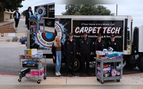 Carpet Tech celebrated the conclusion of its most successful Holiday Toy Drive this morning with a drop-off event at the Children’s Advocacy Center of Greater West Texas, Inc. 