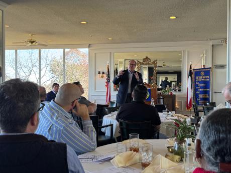San Angelo Chamber of Commerce President Steve Ahlenius makes the case for a $403 million San Angelo ISD bond at the Friday, Jan 24, 2025 meeting of the San Angelo Rotary Club