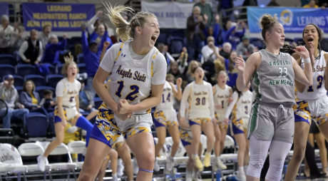 The Angelo State University women's basketball team overcame a late 12-point deficit to defeat Eastern New Mexico, 61-59, when Madeline Stephens hit a game-winning shot at the buzzer on Saturday at the Junell Center.