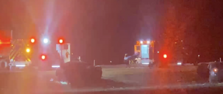 Emergency crews responded late Monday, Jan 27, 2025, to a major two-vehicle crash at the intersection of Hawk Avenue and Highway 87, where at least one individual was transported to the hospital.