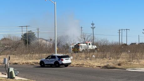 Fire crews responded to a grass fire that broke out in a wooded area on Executive Drive late Monday morning.