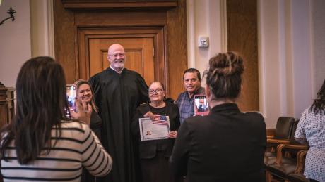 Sixteen people took the Oath of Allegiance and became U.S. citizens Wednesday morning during a naturalization ceremony at the O.C. Fisher Federal Building and U.S. Courthouse in San Angelo.