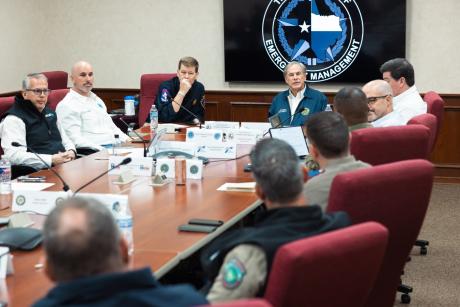 Governor Greg Abbott today provided an update during a press conference on Texas' response to wildfire threats in West Texas, potential flash flooding in East Texas, and severe winter weather impacting large portions of the state following a briefing with state officials at the State Operations Center in Austin.