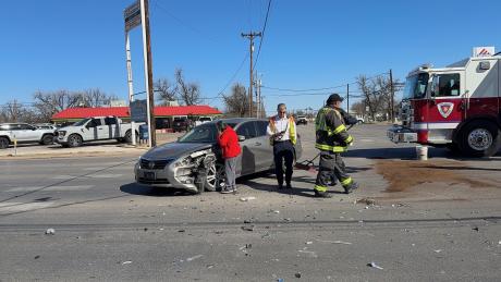 A two-vehicle crash on Wednesday morning sent two people to the hospital.
