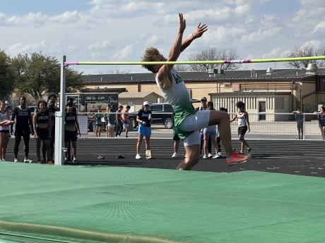 Wall's Jager Thompson competes in the high jump during the 2025 Cotton Patch Relays in Wall.