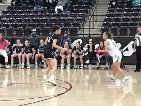 Wall's Brylyn Watts looks to set up the Lady Hawks' offense in their area round playoff game against Tolar on Friday, Feb. 14, 2025.