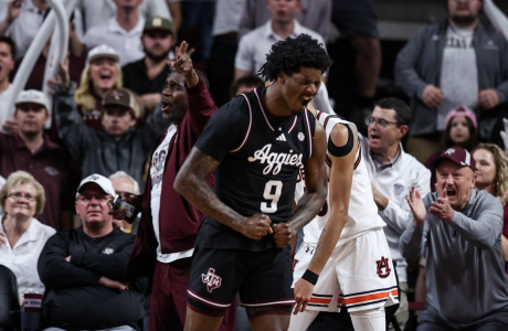 With Johnny Manziel in the building, the Texas A&M men’s basketball team earned its first-ever win over a team ranked No. 1 in the AP Top 25 poll with an upset over Auburn on Tuesday.