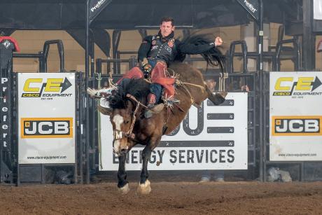Louisiana cowboy Kade Sonnier is the early leader in bareback riding at the San Angelo Rodeo after Friday's opening performance. 