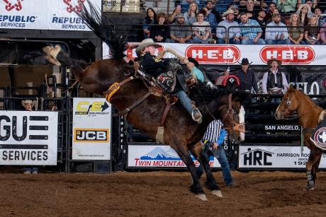 Alberta saddle bronc rider Dawson Hay, who won the San Angelo Rodeo in 2023, is in position to win the title again after Thursday's round.