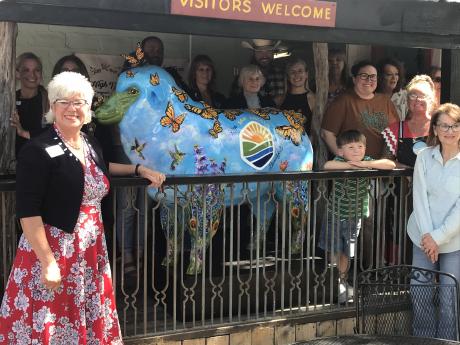 The newest member of San Angelo’s flock of fiberglass sheep was unveiled Thursday at the Chicken Farm Art Center, 2505 Martin Luther King Dr.