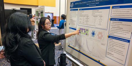 YooJin Choi discussing her research poster at ASU's Undergraduate Research Symposium