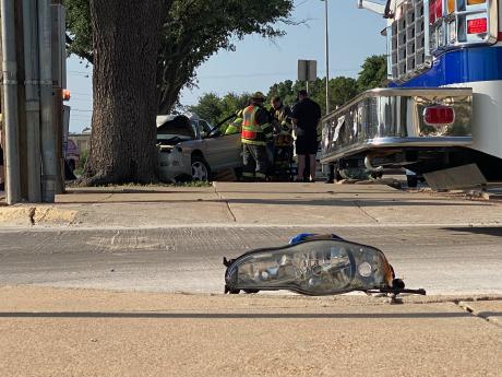 Driver Hospitalized After Crashing Into Tree Outside City Hall Annex on May 25, 2025. 