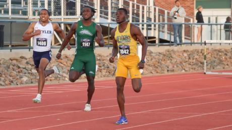 Angelo State's Solomon Odonkor competes at the Lone Star Conference Outdoor Track and Field Championships.