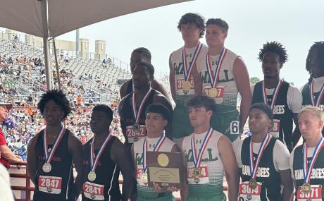 Wall Hawks Championship 4x200-meter Team (Evan Boehle, Ruben Marin, Hagynn Barbee, and Briggs Jones)