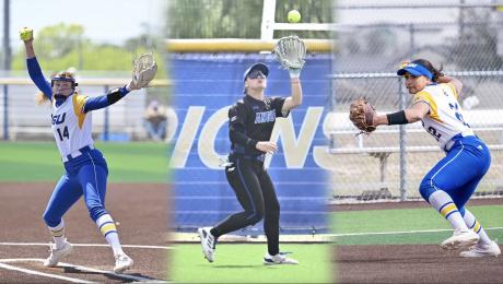 Angelo State Belles Cheyenne Floyd, Tatiana Trotter, Laylonna Applin