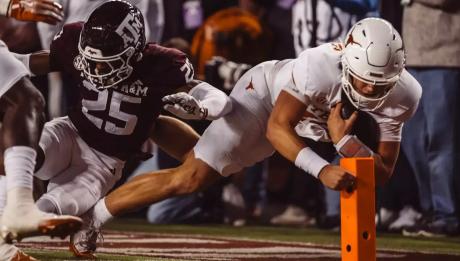 Texas Longhorns' Arch Manning in action against Texas A&M