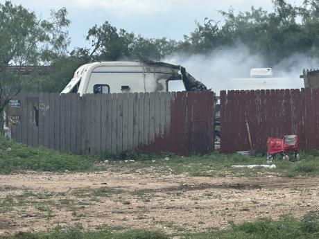 A camper trailer caught fire Tuesday in the back yard of a north San Angelo residence.
