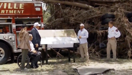 President Donald Trump is in Kerrville after the July Fourth flooding that left at least 120 people dead and more than 160 still missing.