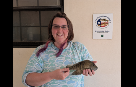 A San Angelo woman has submitted her catch of a Rio Grande cichlid for the pending waterbody record at Spring Creek near Mertzon.