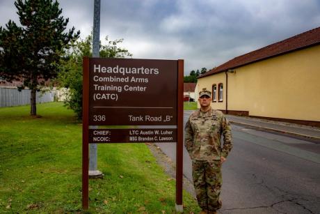 Photo By Spc. Adrian Greenwood | Master Sgt. Brandon C. Lawson, noncommissioned officer in charge of the Combined Arms Training Center, poses for photo in Vilseck, Germany, Sept. 29, 2025. Lawson is a native of San Angelo, Texas, and has served 20 years in the Army, stating his current assignment is among the most rewarding of his career. (U.S. Army photo by Spc Adrian Greenwood) 