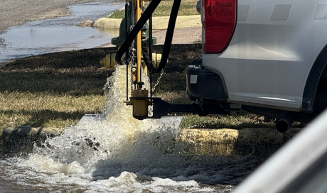 The City of San Angelo flushing the water system